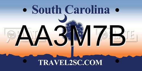 AA3M7B South Carolina License Plate