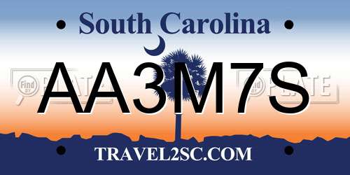 AA3M7S South Carolina License Plate
