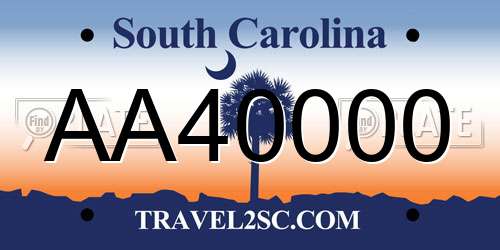 AA40000 South Carolina License Plate