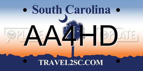 AA4HD South Carolina License Plate