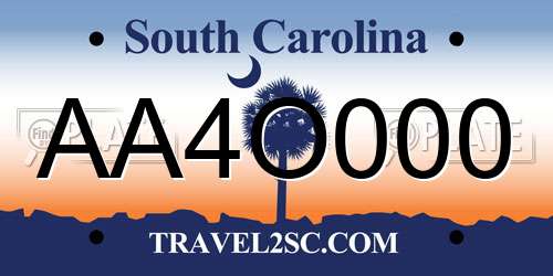 AA4O000 South Carolina License Plate