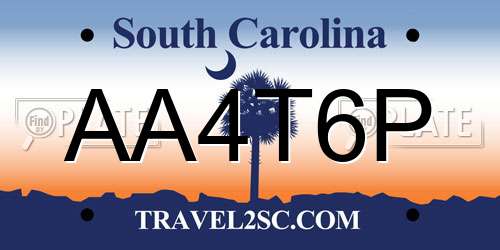 AA4T6P South Carolina License Plate