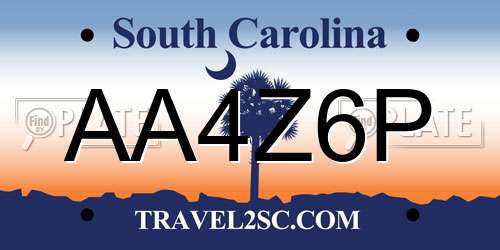 AA4Z6P South Carolina License Plate