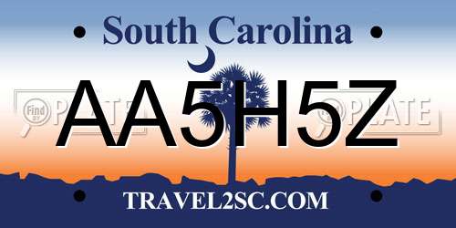 AA5H5Z South Carolina License Plate