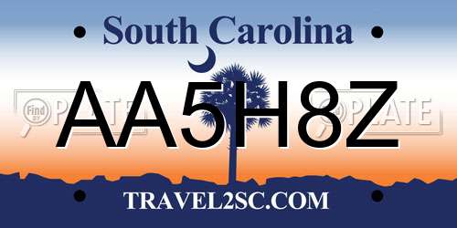 AA5H8Z South Carolina License Plate