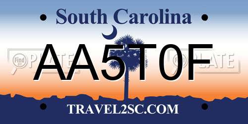 AA5T0F South Carolina License Plate
