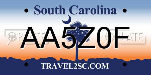 AA5Z0F South Carolina License Plate