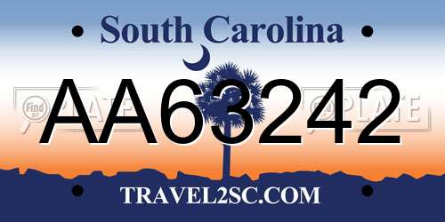 AA63242 South Carolina License Plate