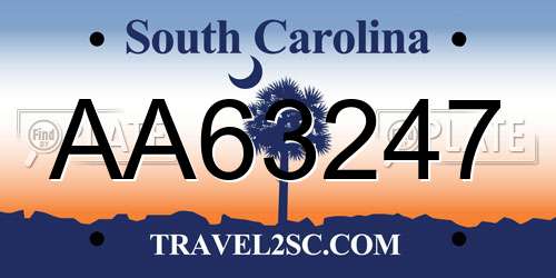 AA63247 South Carolina License Plate