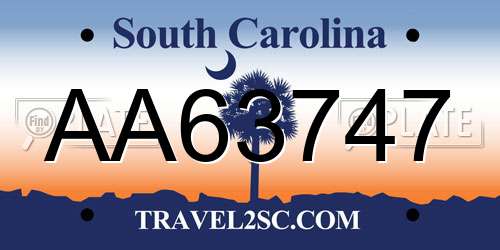 AA63747 South Carolina License Plate