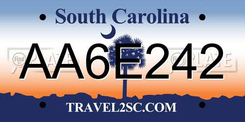 AA6E242 South Carolina License Plate