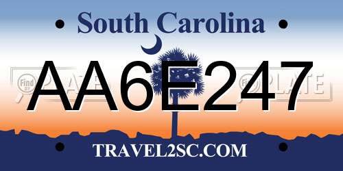 AA6E247 South Carolina License Plate