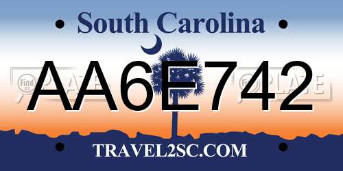 AA6E742 South Carolina License Plate