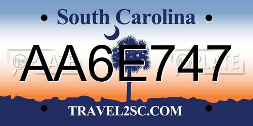 AA6E747 South Carolina License Plate