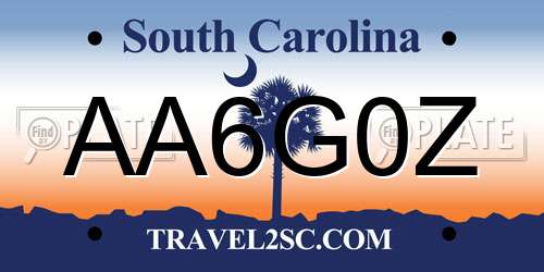AA6G0Z South Carolina License Plate