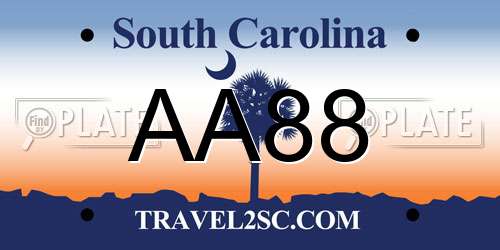AA88 South Carolina License Plate