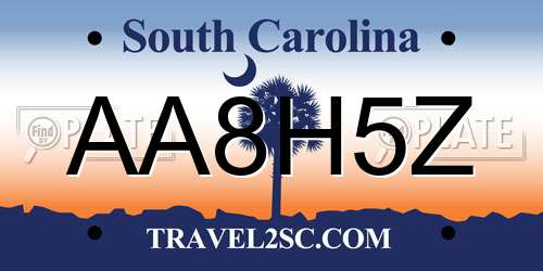 AA8H5Z South Carolina License Plate