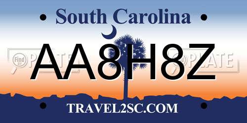 AA8H8Z South Carolina License Plate
