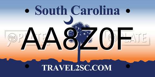 AA8Z0F South Carolina License Plate