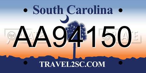 AA94150 South Carolina License Plate