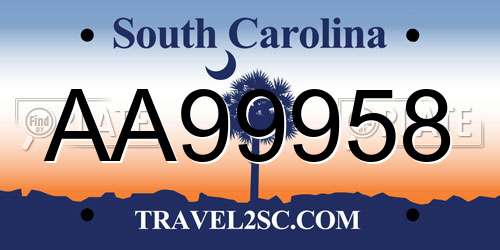 AA99958 South Carolina License Plate