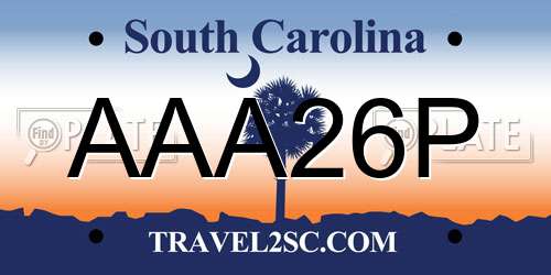 AAA26P South Carolina License Plate
