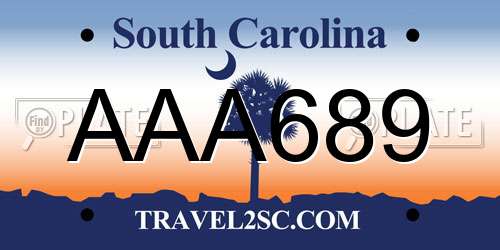 AAA689 South Carolina License Plate