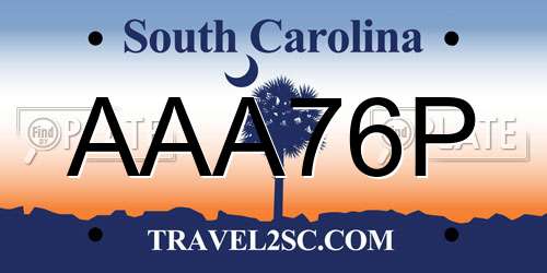 AAA76P South Carolina License Plate