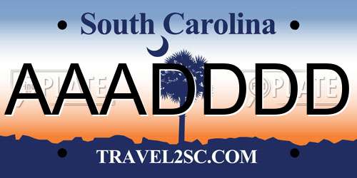 AAADDDD South Carolina License Plate