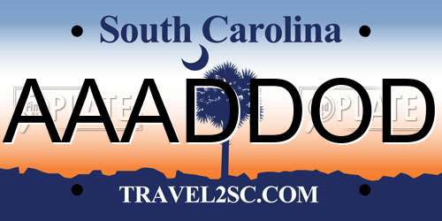 AAADDOD South Carolina License Plate