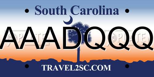 AAADQQQ South Carolina License Plate