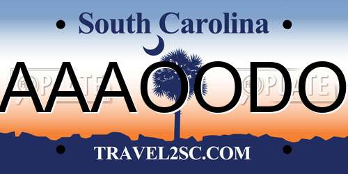 AAAOODO South Carolina License Plate