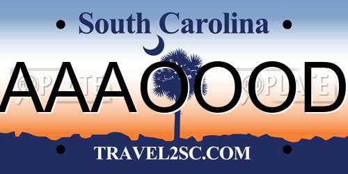 AAAOOOD South Carolina License Plate
