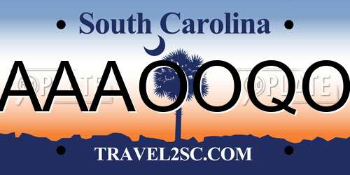 AAAOOQO South Carolina License Plate