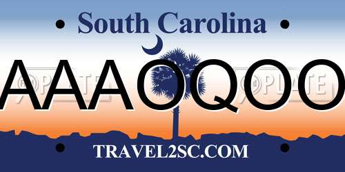 AAAOQOO South Carolina License Plate