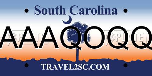 AAAQOQQ South Carolina License Plate