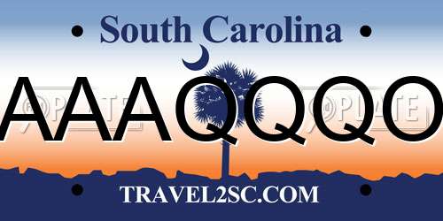 AAAQQQO South Carolina License Plate