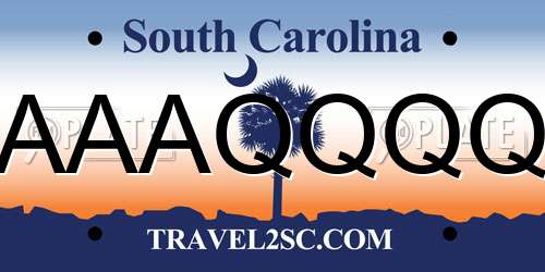 AAAQQQQ South Carolina License Plate