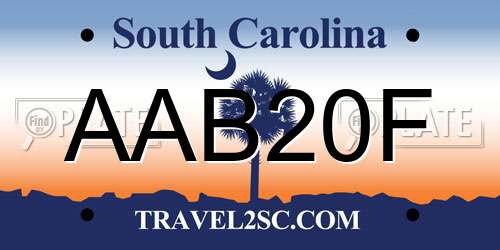 AAB20F South Carolina License Plate