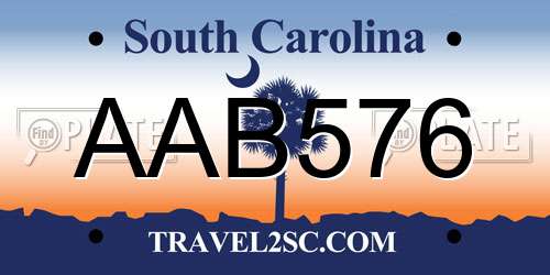 AAB576 South Carolina License Plate