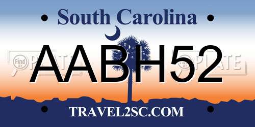 AABH52 South Carolina License Plate