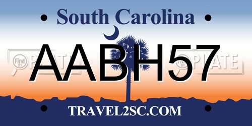 AABH57 South Carolina License Plate