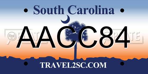 AACC84 South Carolina License Plate