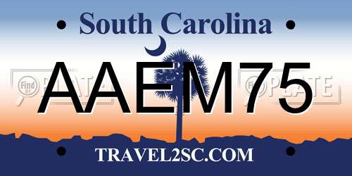 AAEM75 South Carolina License Plate