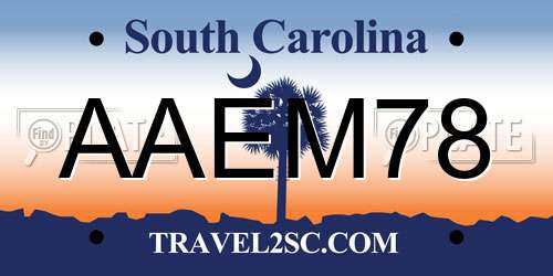 AAEM78 South Carolina License Plate