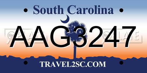 AAG3247 South Carolina License Plate