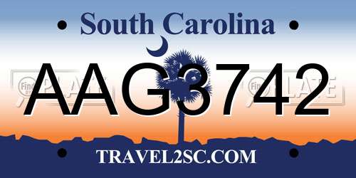 AAG3742 South Carolina License Plate