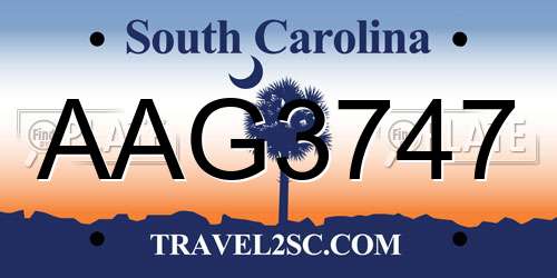 AAG3747 South Carolina License Plate