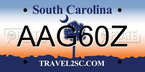 AAG60Z South Carolina License Plate