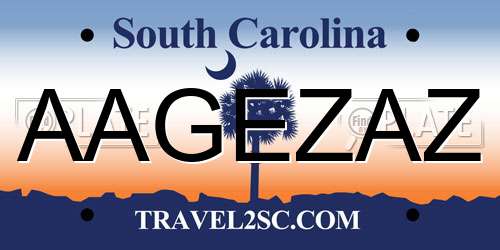 AAGEZAZ South Carolina License Plate